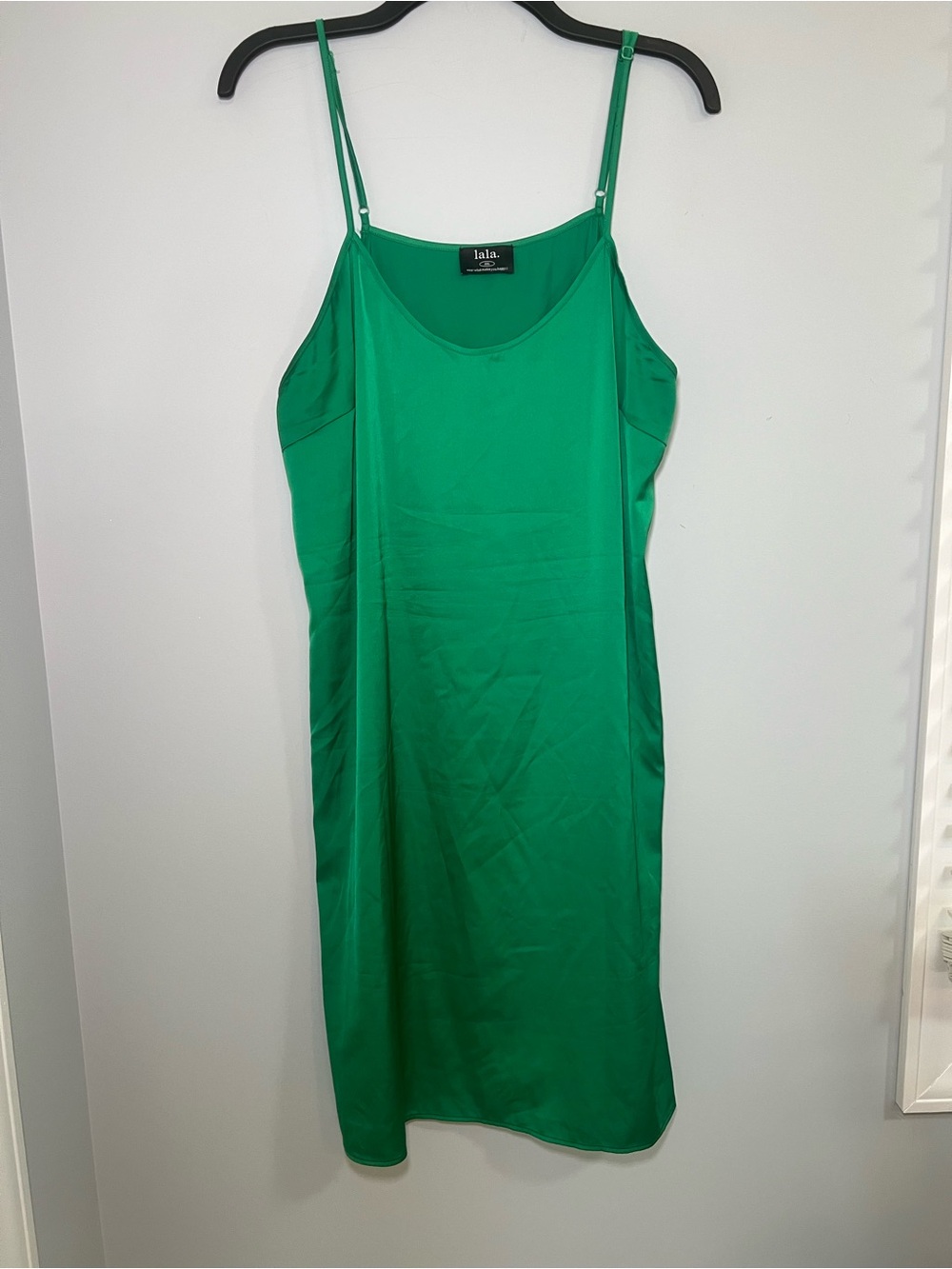 Dressed in LALA Kelly Green Satin Slip Dress Size XXL